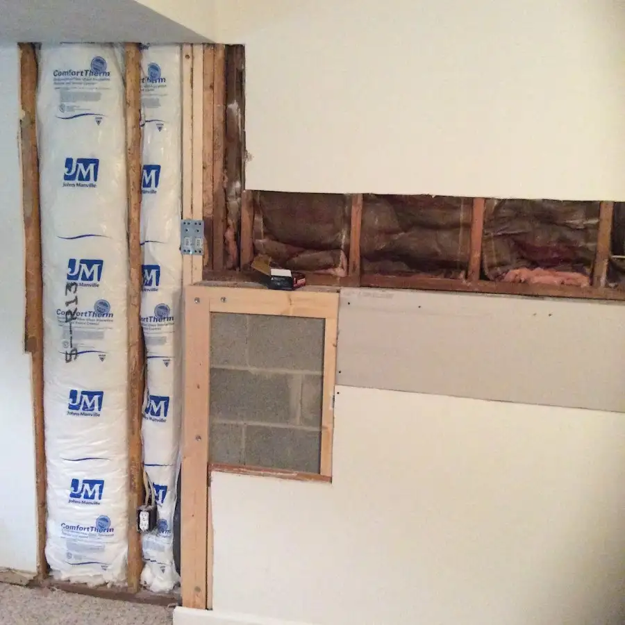Wall insulation replacement during Contents Cleaning & Restoration in New Hempstead